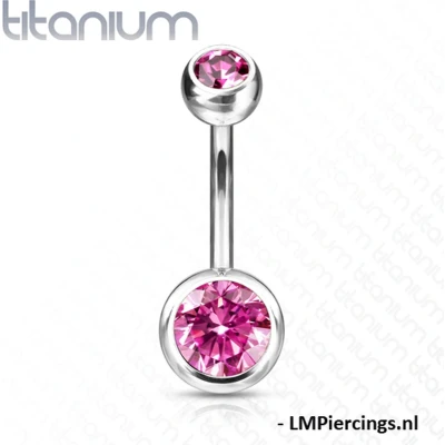 Afbeelding van Piercing titanium steen roze groot