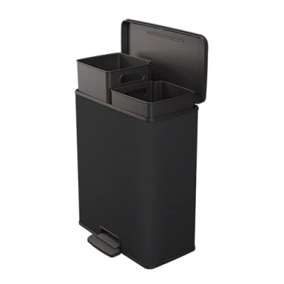Afbeelding van Curver Decobin Duo Prullenbak 26L+26L Rechthoekig Zwart