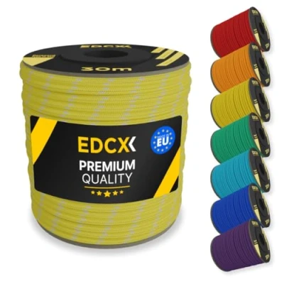 Afbeelding van EDCX 4mm Nylon Paracord 550 30m (100 voet) Type III, 100% Touw, 7 Strand Touw in Effen Kleuren (Reflective Yellow, 30 m)