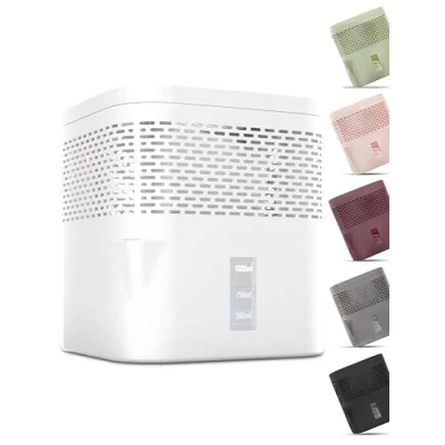 Afbeelding van BonAura® AirOne Lite luchtontvochtiger zonder stroom, met 360 ventilatie, kamerontvochtiger schenktuit en 450 g granulaat, ruimteontvochtiger voor badkamer keuken tot 16 m²,