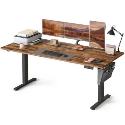 Afbeelding van SONGMICS Elektrisch in hoogte verstelbaar bureau, 180 x 80 cm, zit sta tafel, 4 hoogtes geheugenfunctie, voor kantoor, thuiskantoor, rustiek bruin LSD138K01