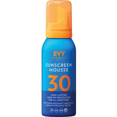 Afbeelding van EVY Zonnebrand Mousse SPF 30 100 ml Beschermend en Hydraterend Dermatalogisch aanbevolen Zweet water bestendig