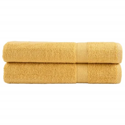 Afbeelding van Saunadoeken 2 st 600 g/m 80x200 cm 100% katoen goudkleurig