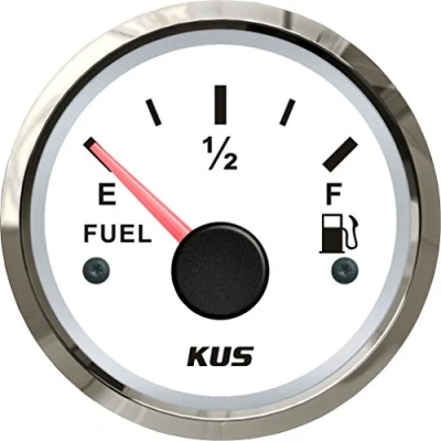 Afbeelding van KUS Gerechtvaardigd oliepeil brandstof meterindicator 0 190 ohm met achtergrondverlichting 12 V/24 V 52 mm