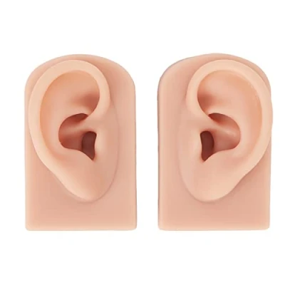 Afbeelding van 2 STUKS Siliconen Oor Model, Menselijk Model Flexibel Nep Piercing Praktijk Lichaamsdelen voor Sieraden Display Acupunctuur Mannequin Onderwijs, Kunstmatig (Middelgrote huidskleur)