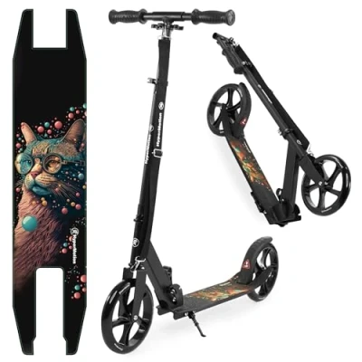 Afbeelding van HyperMotion VIBE scooter met twee wielen voor kinderen vanaf 7 jaar en jeugd, maximale belasting tot 100 kg, aluminium, opvouwbaar, verstelbare stuurhoogte, ABEC lagers, 200 mm