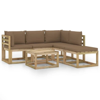 Afbeelding van 6 delige Loungeset met taupe kussens