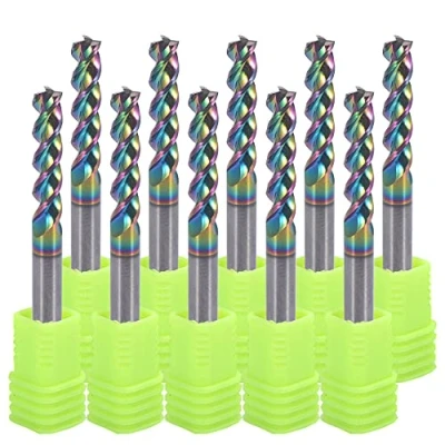 Afbeelding van 4 mm Carbide vierkante eindmolen voor aluminium en koperen toepassingen, 3 fluit, snijdiameter, schacht, DLC coating, CNC routerbeetjes, eindmolenbeetjes, U type ontwerp met hoge voeding, 10 pack (4 x 17 mm)