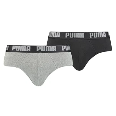 Afbeelding van Puma Basic Brief 2 PACK Slip, Heren, Maat: Large, Dark grey melange/black