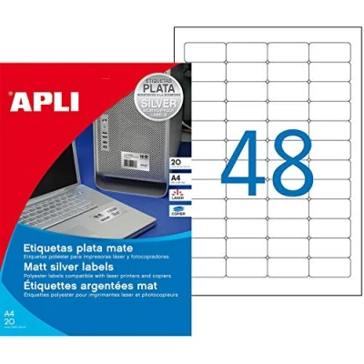 Afbeelding van Apli Zilverkleurige etiketten ft 45,7 x 21,2 mm (b h), 960 stuks, 48