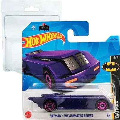 Afbeelding van Hot Wheels Batman: The Animated Series Batman 5/5 (169/250) HKH00 korte kaart Mattel 2023 + blister &amp; Kaartbeschermer Pack Friki Aap