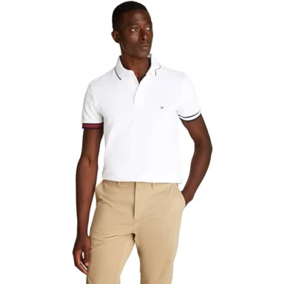 Afbeelding van Tommy Hilfiger FLAG CUFF Poloshirt, Heren, Maat: Small, White