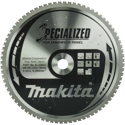 Afbeelding van Makita Accessoires Cirkelzaagblad Sandwichpaneel Specialized 355x30x2,6 80T 0g B 33607
