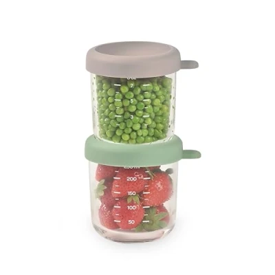 Afbeelding van Beaba Set glazen bewaarpotje 2 x 250 ml Grijs/Groen