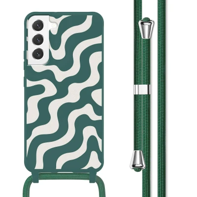 Afbeelding van Samsung Galaxy S22 Plus Hoesje Siliconen en TPU (zacht) imoshion Softcase/Koordhoesje/Backcover Petrol Green Groovy Telefoonhoesje