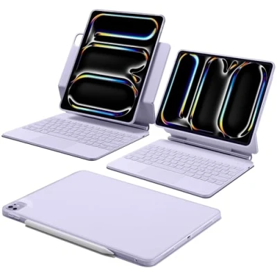 Afbeelding van ESR iPad Pro 13 inch (M4, 2024) hoes met toetsenbord, toetsenbordhoes verstelbare magneetstandaard, hoog/verhoogde modus, afneembare beschermhoes, rebound 360 serie, lila