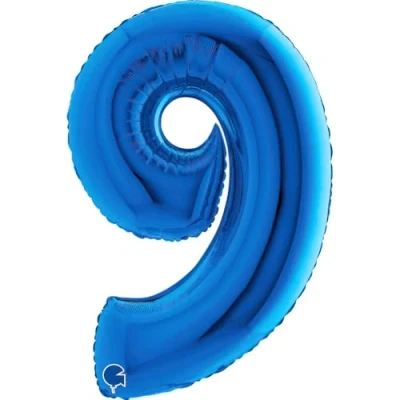 Afbeelding van Folieballon cijfer 9 blauw (100cm)