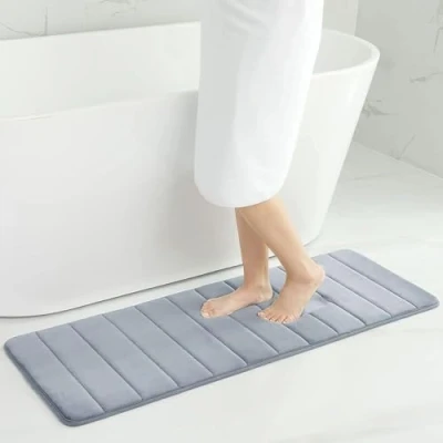 Afbeelding van Homaxy Badmat van traagschuim, absorberend, antislip, wasbaar, 40 x 120 cm, grijs