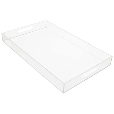 Afbeelding van Kurtzy Helder Acryl Dienblad met Handvatten L50 x B30 cm Extra Groot, Rechthoekig &amp; Morsbestendig Decoratief Ontbijt, Koffie/Thee, Voedsel, Drankjes Tafel Organizer