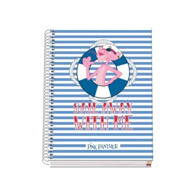 Afbeelding van DOHE A5 notitieboek, geruit, spiraalbinding, 100 vellen, 90 g/m², 5 mm, hardcover, Pink Panther Sailing, schoolmateriaal