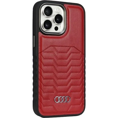 Afbeelding van Audi Synthetic Leather MagSafe iPhone 14 Pro red hardcase AU TPUPCMIP14P GT/D3 RD