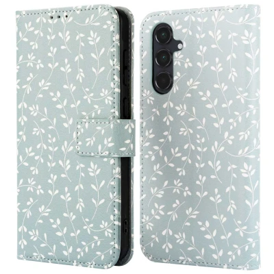 Afbeelding van imoshion Hoesje Geschikt voor Samsung Galaxy A55 Design Bookcase smartphone Smoke Green Flowers