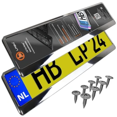 Afbeelding van L &amp; P A0166 2 stuks kentekenplaathouders chroom kentekenplaathouder houder voor kentekenplaat nummerplaat