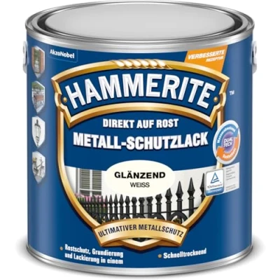 Afbeelding van AKZO NOBEL (DIY Hammerite 5087599 metaalbeschermende lak glanzend 2,500 L, wit, 2,5 l (1 stuk)