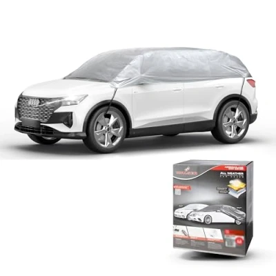 Afbeelding van Dekzeil voor auto All Weather Basic, autozeil halve garage maat XL zilver