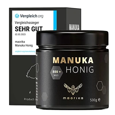Afbeelding van maorika Manuka Honing 800 MGO + 500 g in glas (ondoorzichtig, geen plastic) laboratorium getest, gecertificeerd uit Nieuw Zeeland