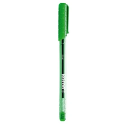 Afbeelding van Kores K1: groene balpen, medium punt 1 mm, anti pen inkt voor zacht schrijven, ergonomische driehoekige vorm, school en kantoorbenodigdheden, 12 stuks