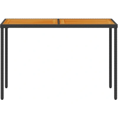 Afbeelding van Tuintafel met acaciahouten blad 115x54x74 cm poly rattan zwart
