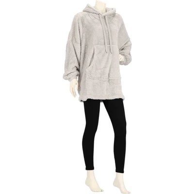Afbeelding van Apollo Huggle Hoodie Dames Effen Licht Grijs Fleece One Size deken