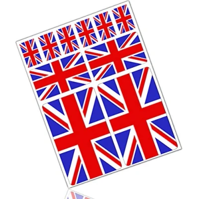 Afbeelding van Biomar Labs® 10 x Vinyl Stickers Autostickers Vlag Engeland Union Jack United Kingdom Groot Brittannië UK Auto Moto Motorfiets Fiets Scooter Window D 24