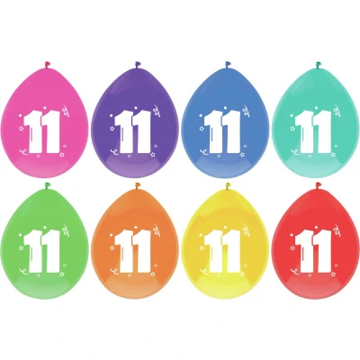 Afbeelding van Ballonnen 11 jaar frisse kleuren 8 stuks