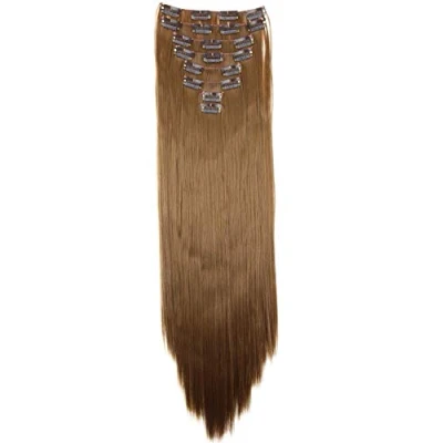 Afbeelding van CAISHA XXL 60cm 8 Delige Set Clip In Extensions Haarextensies Haarstukje Glad Middenbruin CES3