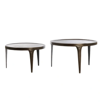Afbeelding van Light &amp; Living Ronde Salontafel Tobias Set van 2 stuks Donkerbruin