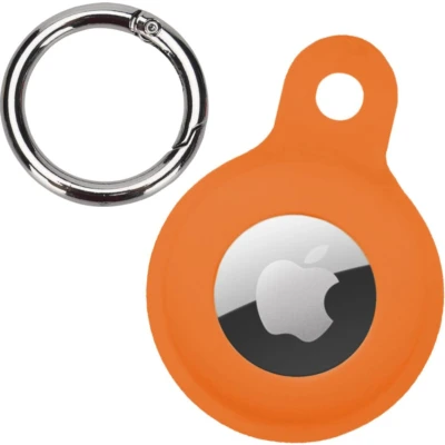 Afbeelding van Hoesje Geschikt voor Apple AirTag Sleutelhanger Houder Siliconen Hoes Oranje