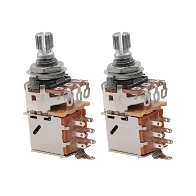 Afbeelding van Musiclily Metrisch 15mm A250k Pot Split Shaft Logaritmische Push pull Potmeter voor Elektrische Gitaar en Basgitaar(2 Stuks)