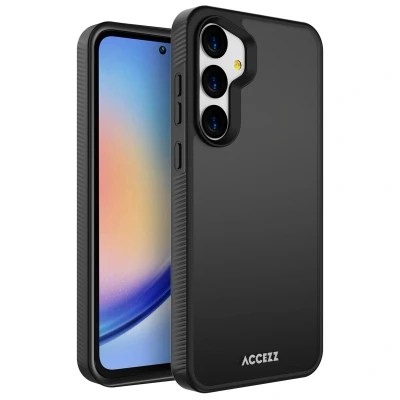 Afbeelding van Samsung Galaxy A35 Hoesje Kunststof Accezz Backcover/Hardcase Zwart Telefoonhoesje Shockproof/Valbescherming