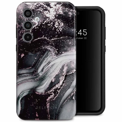 Afbeelding van Samsung Galaxy A35 Hoesje Kunststof Selencia Hardcase/Backcover Chic Marble Black Telefoonhoesje