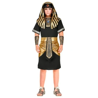 Afbeelding van Widmann Egypte Kostuum Farao Goldachamon Kind Zwart, Goud Maat 116 Carnavalskleding Verkleedkleding
