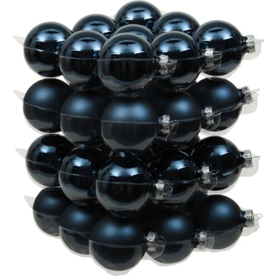 Afbeelding van Othmara Kerstballen 36 stuks glas donkerblauw 6 cm