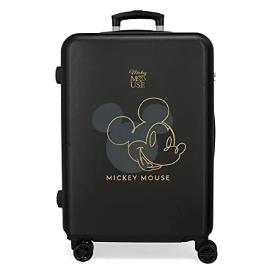Afbeelding van Disney Mickey Outline middenvak, zwart, 46 x 65 23 cm, stijve ABS combinatiesluiting, 56 l, 3 kg, 4 dubbele wielen, Blanco Y Gris, Middelgrote koffer