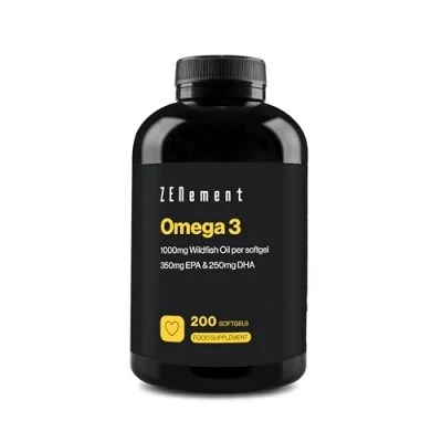 Afbeelding van Omega 3 Visolie, 2000mg met 700 mg EPA &amp; 500 DHA per Portie 200 softgels Hoge Dosis Pure Visolie en voor normaal functioneren van het hart Zenement