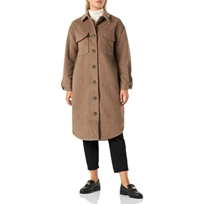 Afbeelding van Object Vrouwen OBJELLA Wool Coat NOOS Jas, Fossil, 36, fossiel, 36