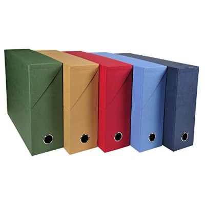 Afbeelding van Exacompta Ref 89520E Canvas Transfer Box 250 x 330mm groot, geschikt voor A4 documenten, 90mm rug, versterkt metalen vingergat diverse kleuren (Pack van 5)