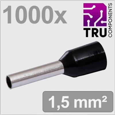 Afbeelding van TRU COMPONENTS TC 13377204 Adereindhulzen 1.5 mm² Deels geïsoleerd Zwart 1000 stuk(s)