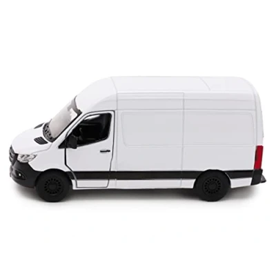 Afbeelding van Toyland® 12 cm Pull Back &amp; Go Die Cast Witte Sprinter Van Met Open Dichte Deuren Speelgoedvoertuigen Schaal 1:48