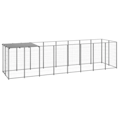 Afbeelding van vidaXL Hondenkennel 4,84 m² staal zilverkleurig